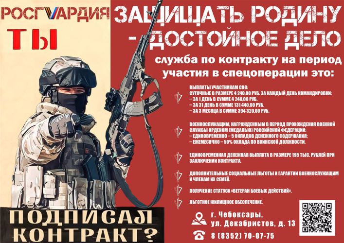 Войска национальной гвардии Российской Федерации ведут набор на службу по контракту